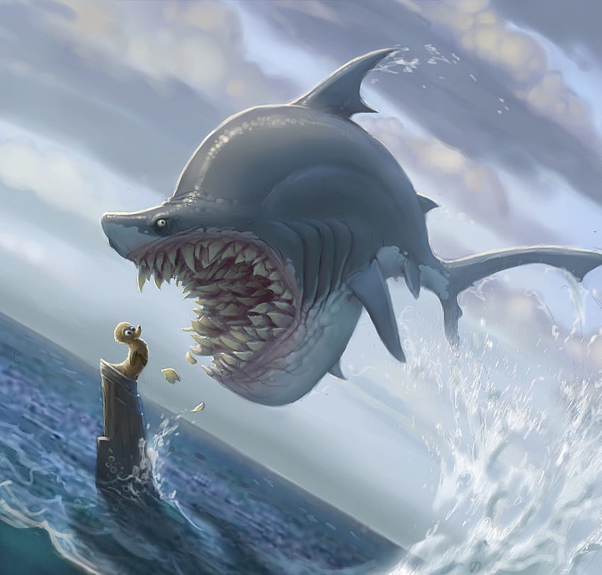 Shark Frenzy!, epic shark HD wallpaper