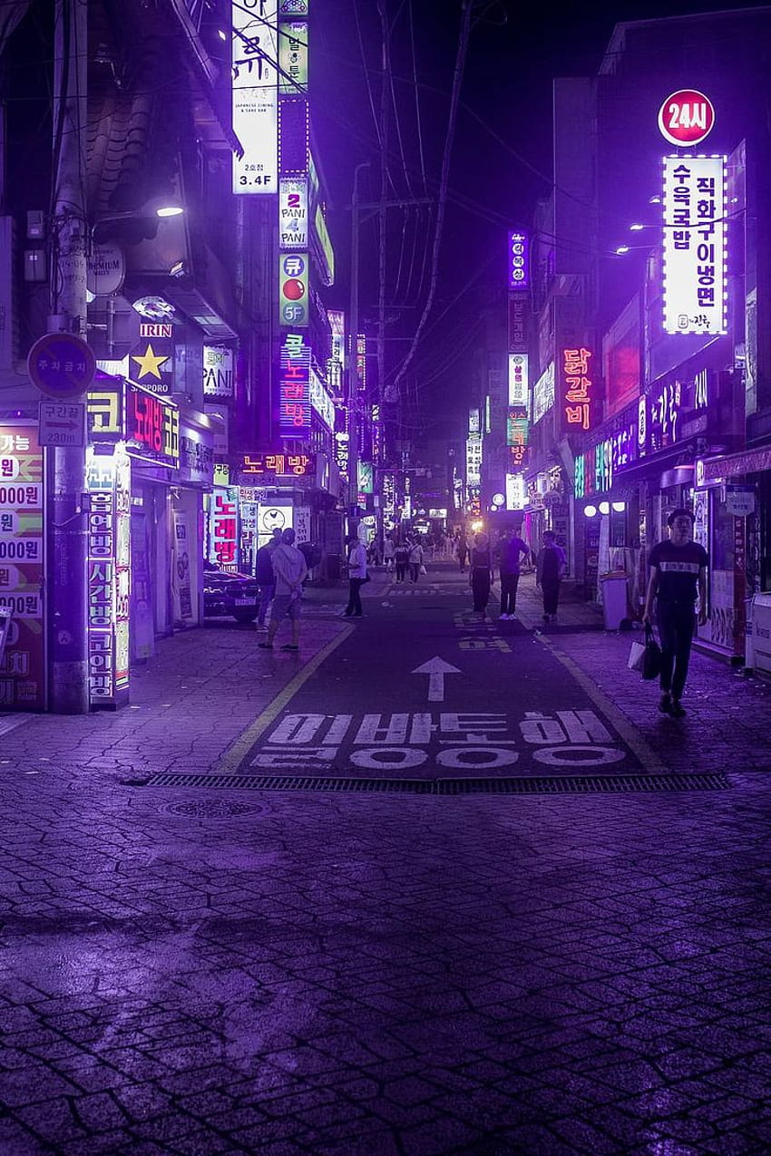 seoul, south korea, cyberpunk, urban, city, aesthetics, neon HD phone wallpaper