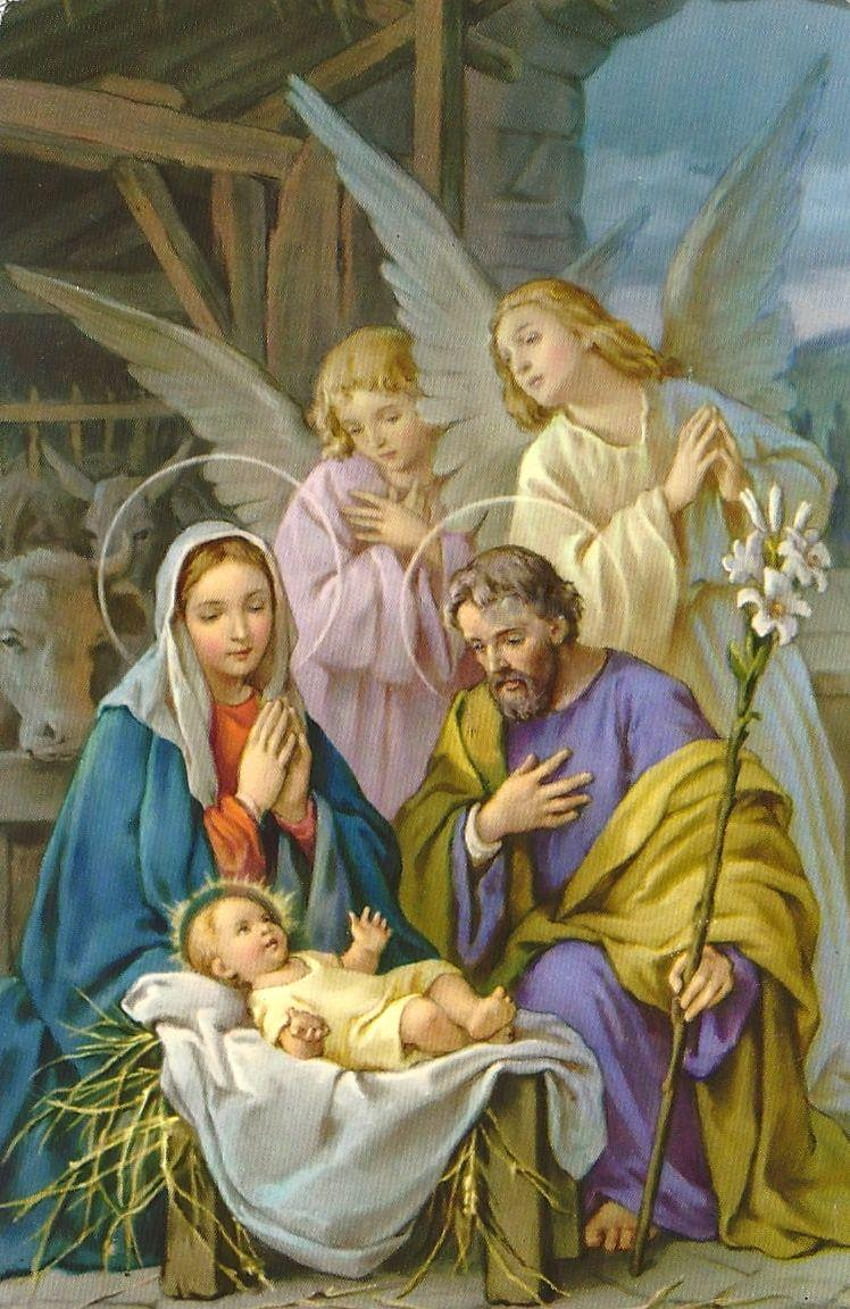 ランダムなクリスマス、イエスとマリア HD電話の壁紙