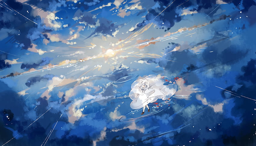 Anime girl water splash sunset Anime HD wallpaper  Peakpx