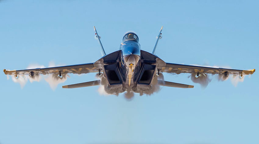 Schauen Sie sich diese er der Blauen Engel an, die zum ersten Mal mit den Super Hornets die Diamantformation fliegen, Formation der Super Hornets HD-Hintergrundbild