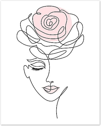 Boho Minimalist Black and White Face Flower Line Art Blush Pink Abstract Farmhouse Botanical Wall Art Posters Home Living Room Decor Simple Aesthetic Women Prints Decorations Kitchen Bedroom: Posters &, art line aesthetic HD phone wallpaper