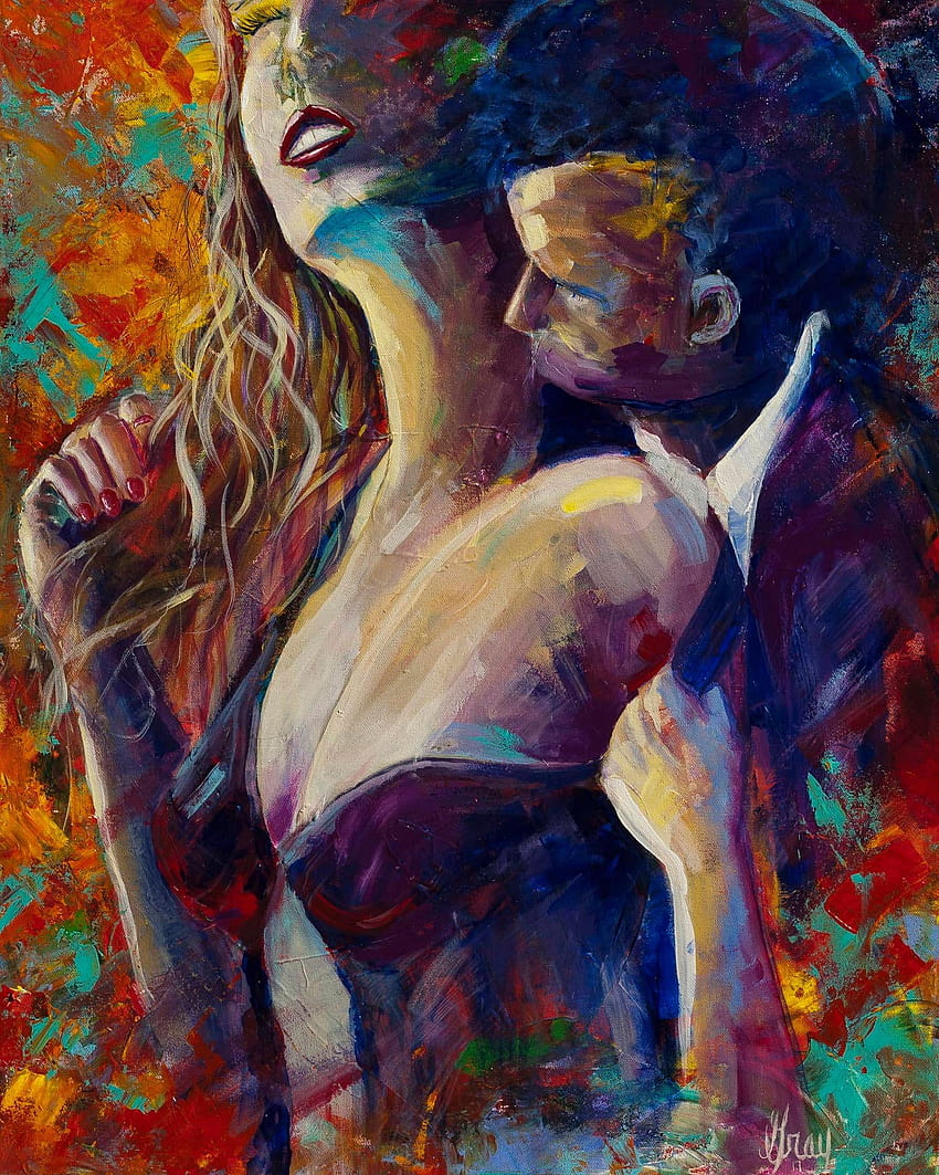 ROMANTIC LOVE Making Bedroom Painting Kissing Man and, abstract men and women HD phone wallpaper