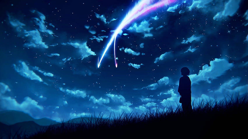 Dark Sky Anime, cielo de anime azul oscuro fondo de pantalla