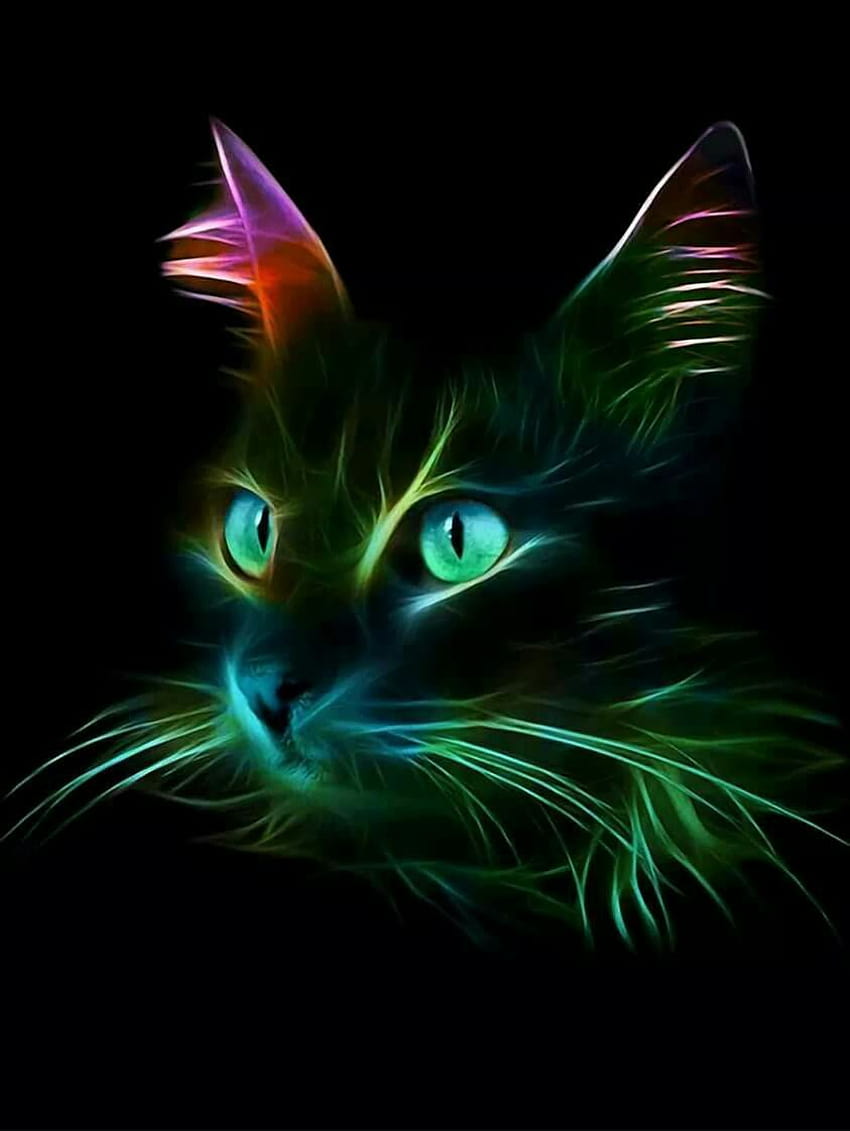 Cat fractal, rainbow cats HD phone wallpaper