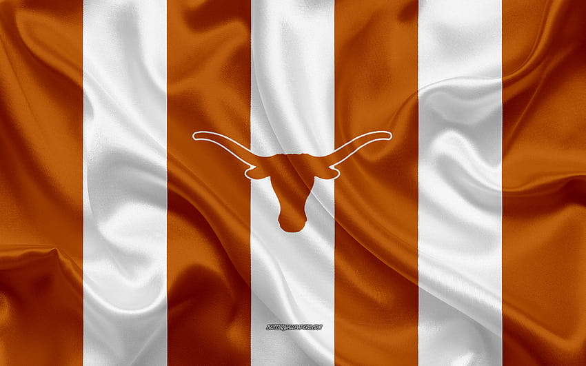 Texas Longhorns, American football team, emblem, silk flag, orange, the university of texas at austin HD wallpaper