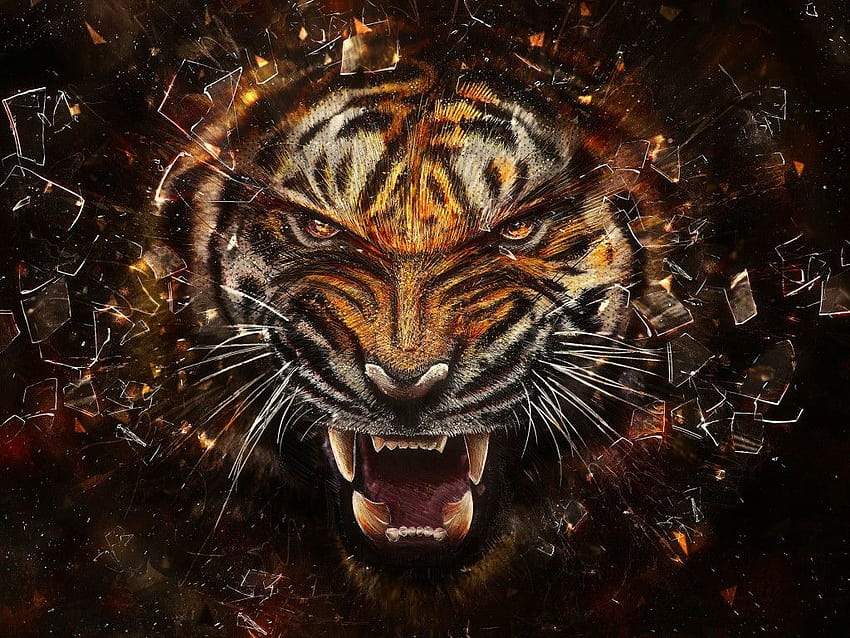 血まみれの咆哮…腰、虎の咆哮 高画質の壁紙