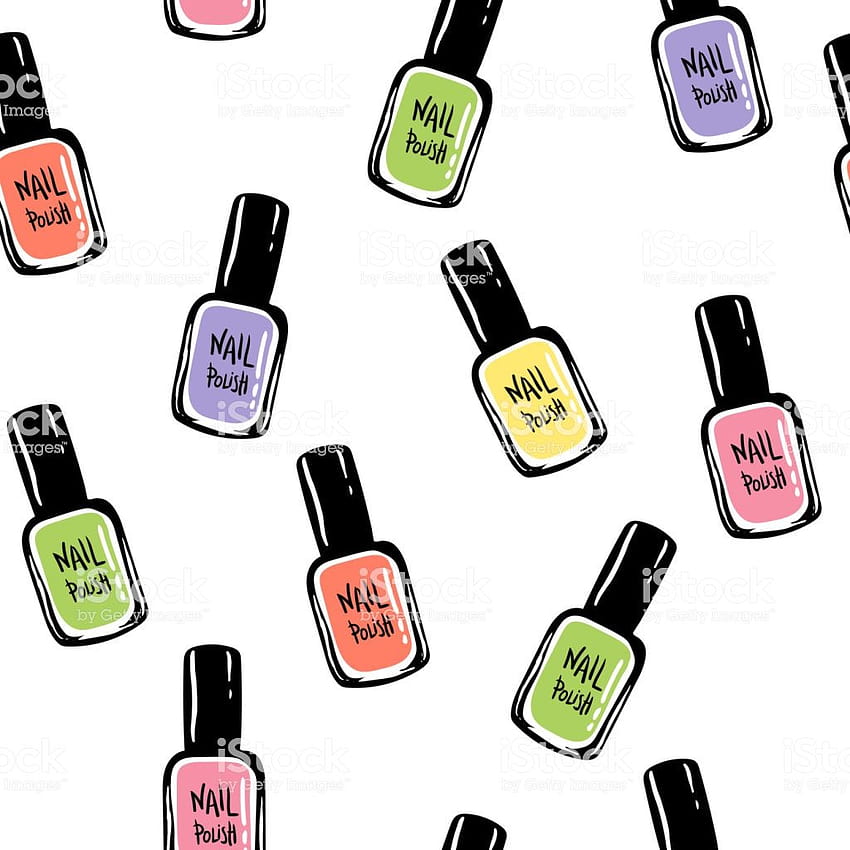 Cosmetic Seamless Vector Pattern Nail Polish Sketch Texture Summer HD phone wallpaper