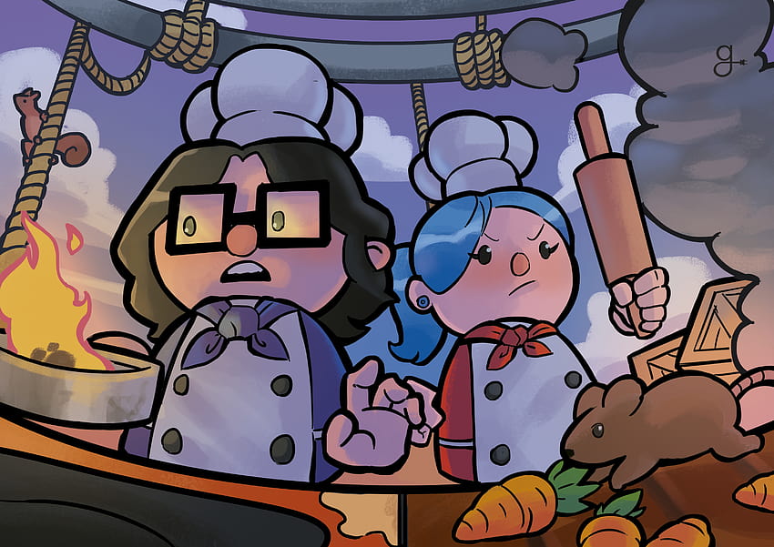 A friend of mine drew myself and my girfriend as Overcooked HD wallpaper