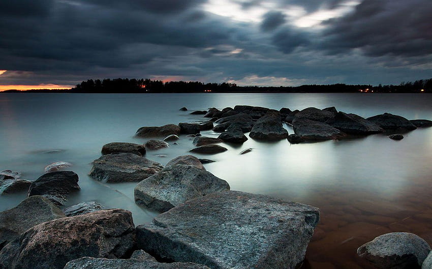Eine ruhige Grafik im Uferstil 4 － Landschaft HD-Hintergrundbild