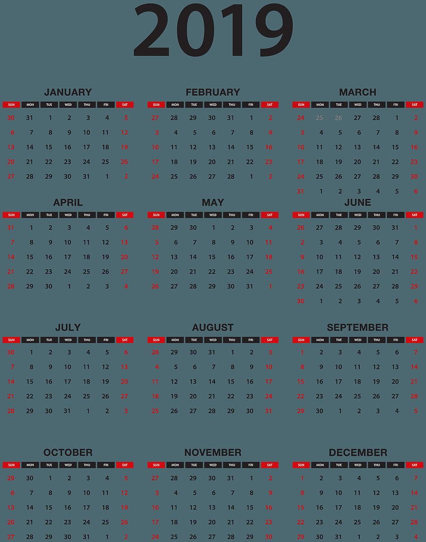 Kalender 2019 Transparan PNG Clip Art, kalender 2019 wallpaper ponsel