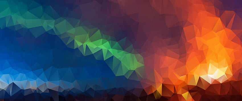 Абстрактен цветен многоъгълник, ултраширок HD тапет