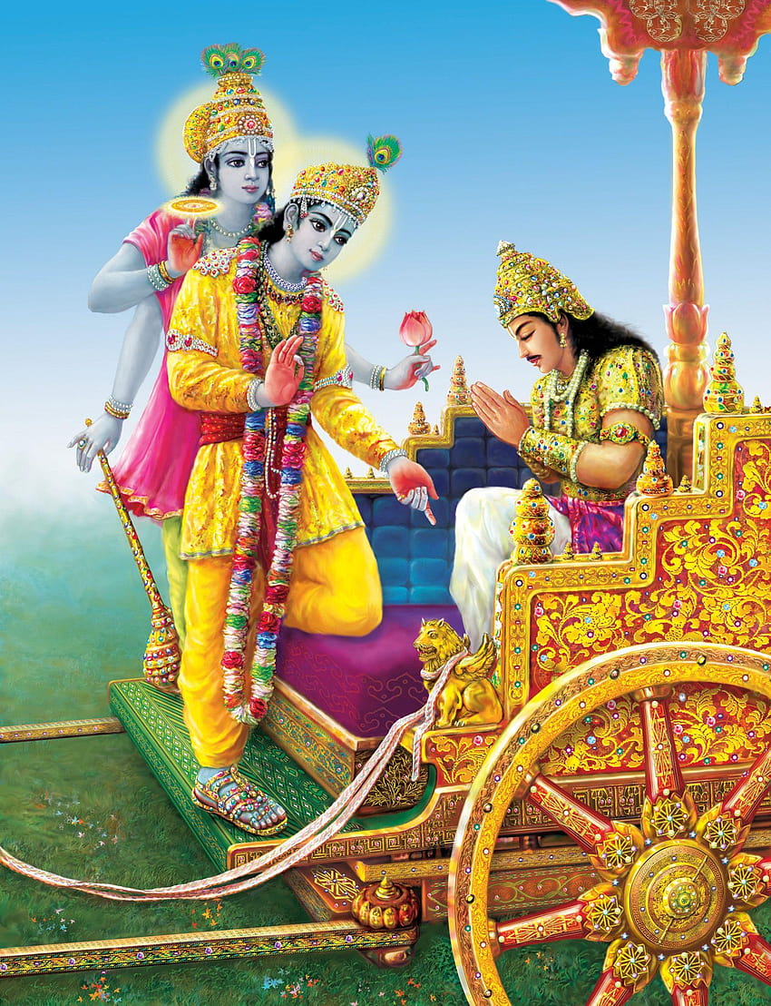 Von Lord Krishna Mit Arjun, Lord Krishna und Arjuna HD-Handy-Hintergrundbild