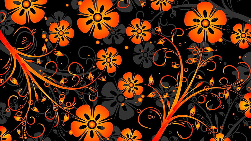 Orange Flowers Texture vector abstract, floral halloween HD wallpaper