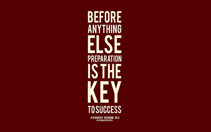 Before anything else preparation is the key to success, Alexander Graham Bell quotes, red background, motivation quotes, popular quotes, key to success quotes, with resolution 3840x2400. High HD wallpaper