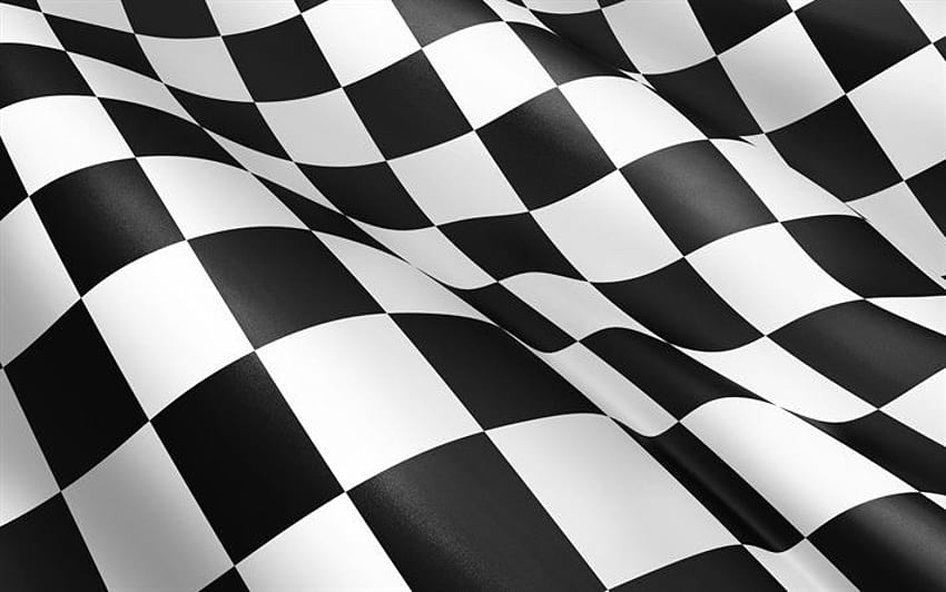 bandeira quadriculada, bandeira quadriculada de seda, bandeira preta e branca, bandeira de acabamento, bandeira com células. papel de parede HD
