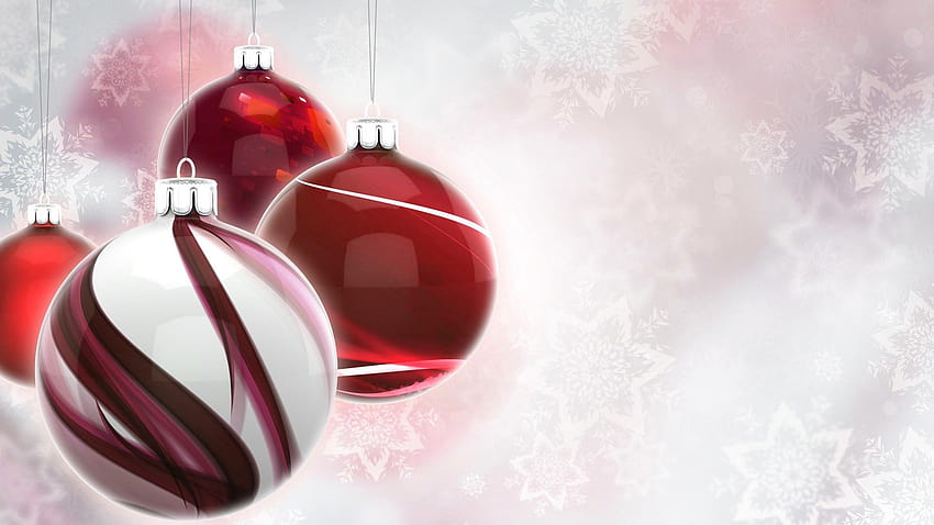 White Christmas Backgrounds with Christmas Balls, christmas red and white HD wallpaper