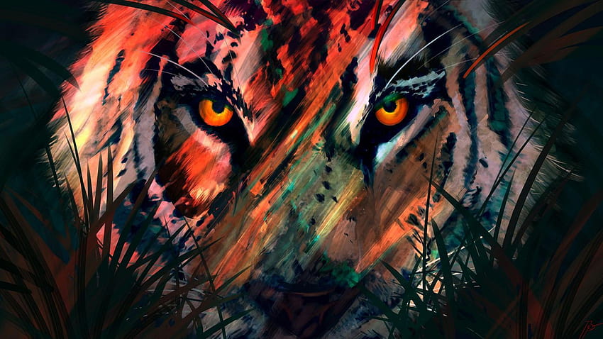 Lion Dark Soul Abstract in 1366x768 resolution, lion graffiti HD wallpaper