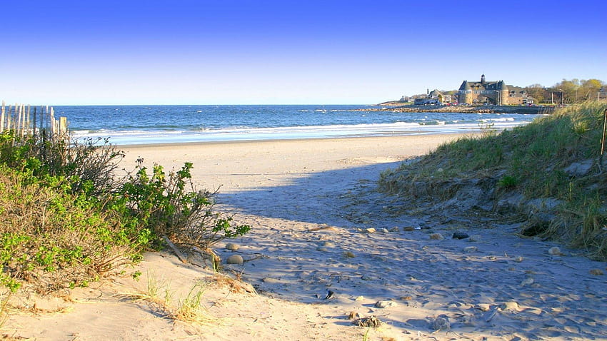 Beaches: Naraggansett Beach Rhode Island Bushes Pathway Mansion Dual HD ...