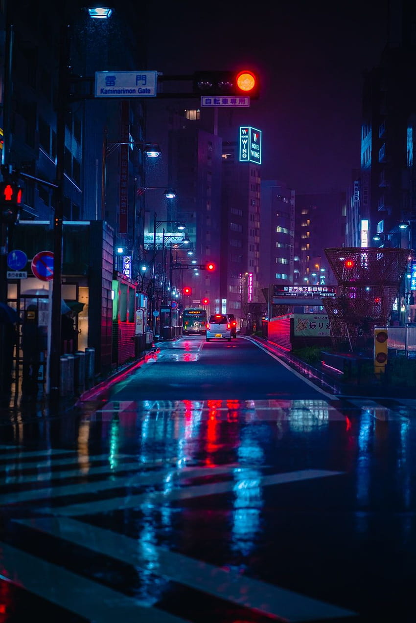 50 Neon City, Neon-Anime-Stadt HD-Handy-Hintergrundbild