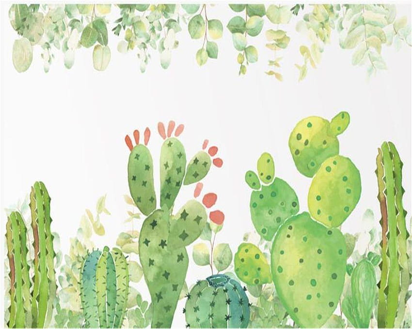 Benutzerdefinierte kinder zimmer für wände 3d aquarell, kaktus 高画質の壁紙