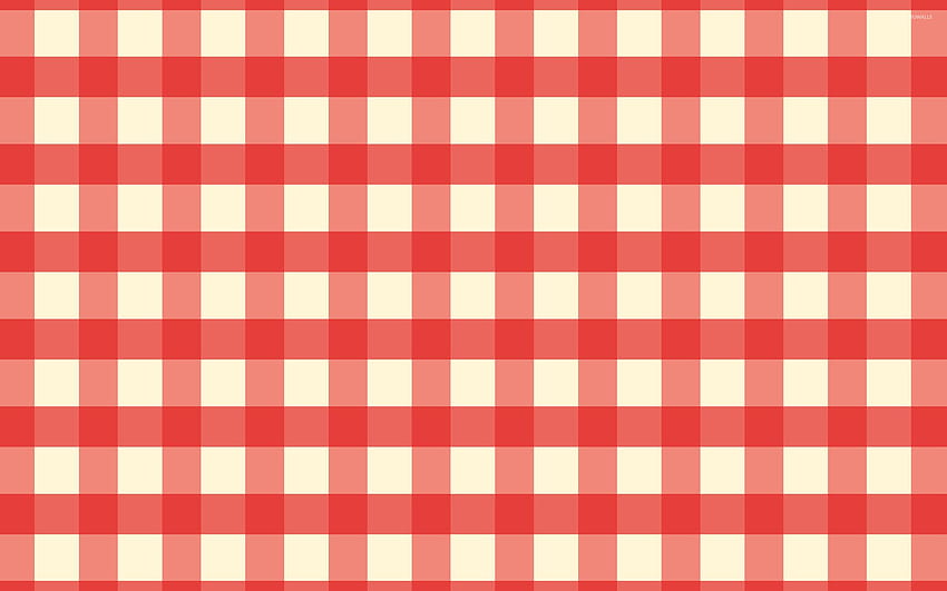Red and white tablecloth, red pattern HD wallpaper