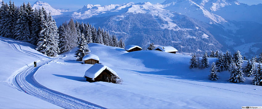 Mont Blanc, 3440x1440 winter HD wallpaper
