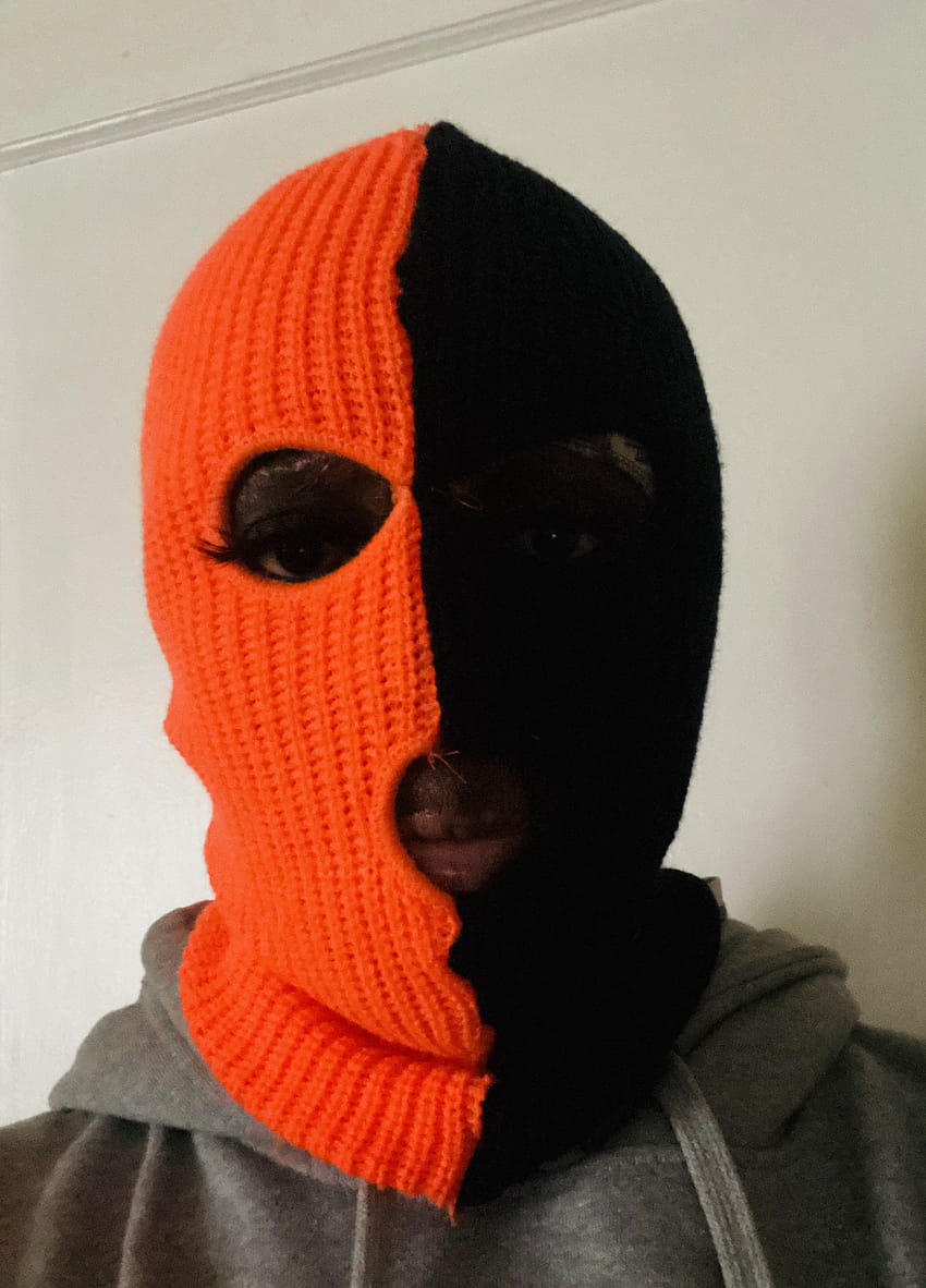 Ski Mask halloween cores 3 buracos laranja e preto, cores máscara de esqui Papel de parede de celular HD