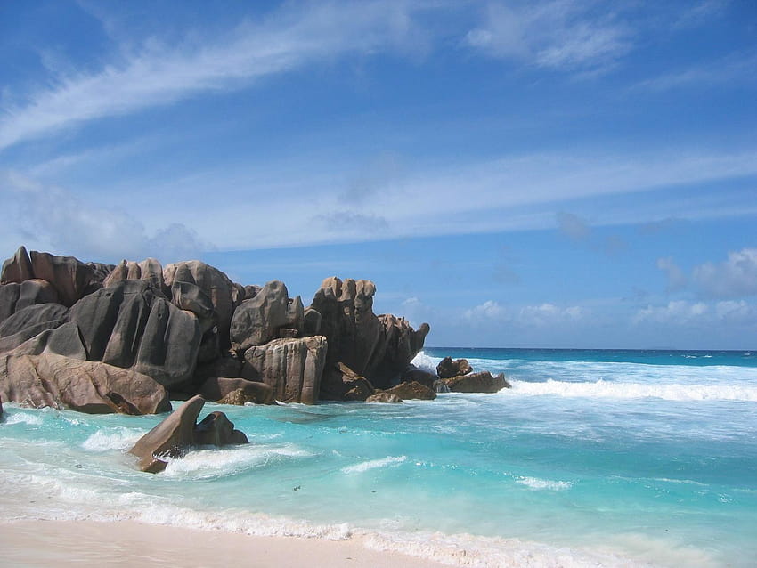 Beach View La Digue Seychelles, coastal view HD wallpaper