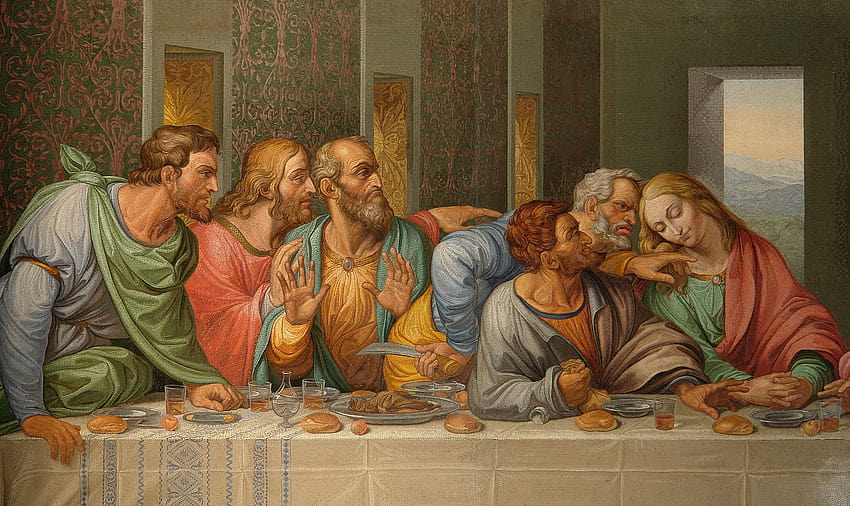 La pintura original de la última cena por Leonardo Da Vinci Group, santa cena fondo de pantalla