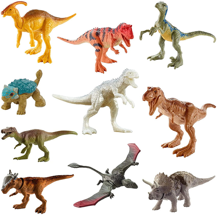 Jurassic World Camp Cretaceous Isla Nublar Multipack con 10 minifiguras de acción de dinosaurios con escultura realista, decoración auténtica Puntos de articulación móviles: Juguetes y juegos fondo de pantalla