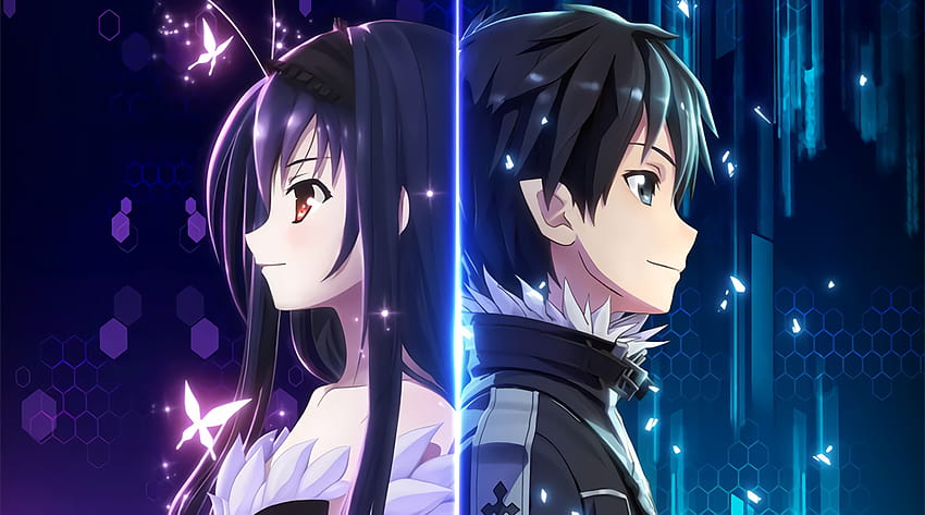 Anime Crossover Accel World Sword Art Online Kirito, kuroyukihime HD wallpaper