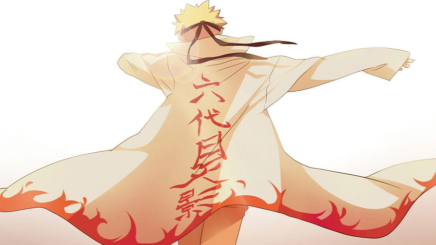 robes, Naruto Uzumaki, white background, Hokage :: HD wallpaper