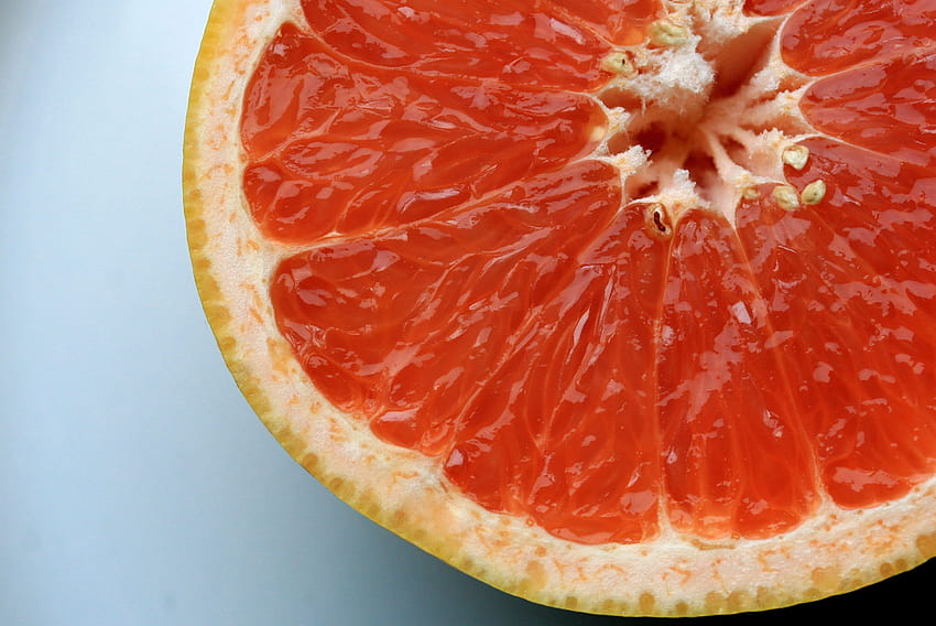 Round red fruit, pink grapefruit, citrus food macro HD wallpaper