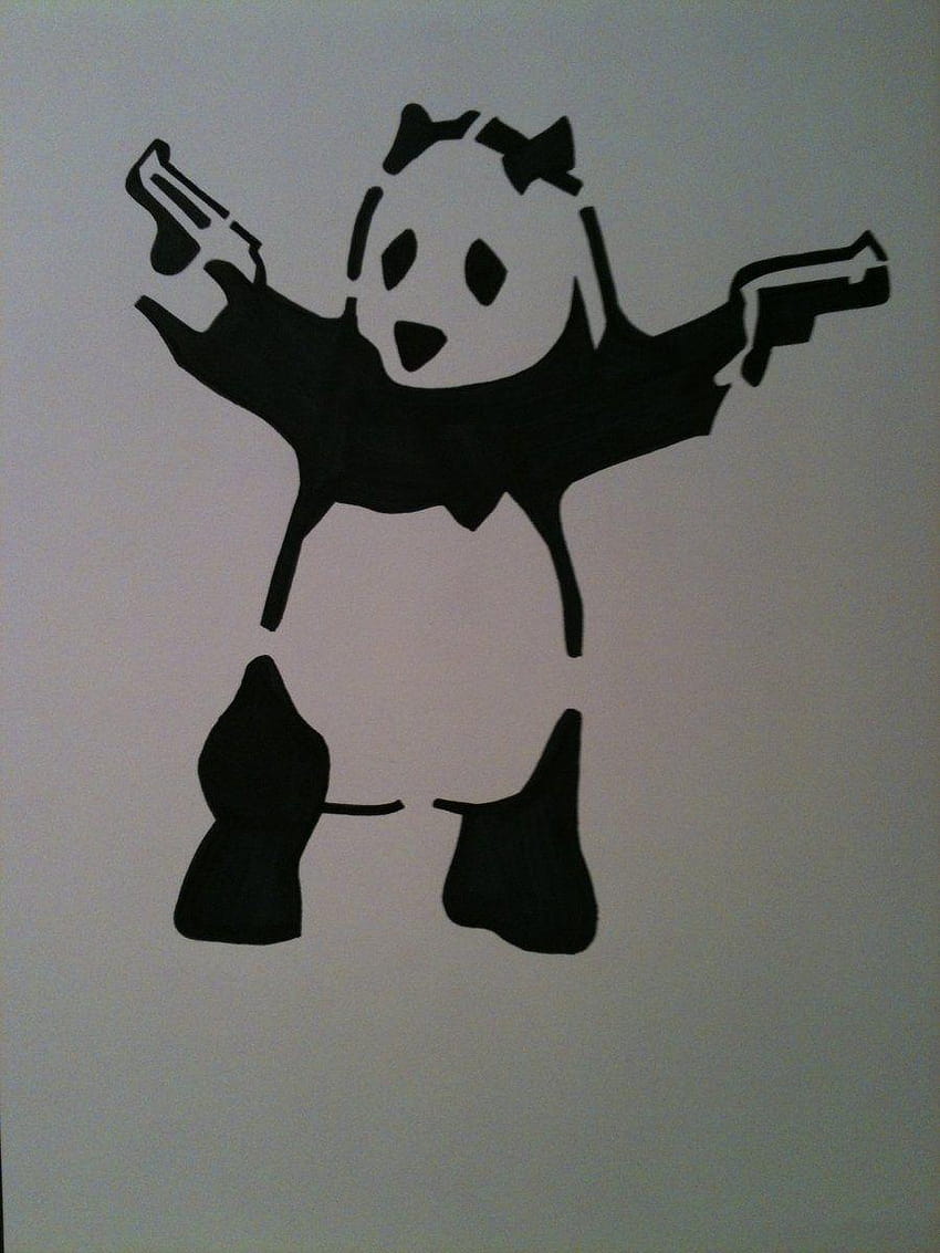Panda con pistolas de grapesplitter, panda con pistolas fondo de pantalla del teléfono