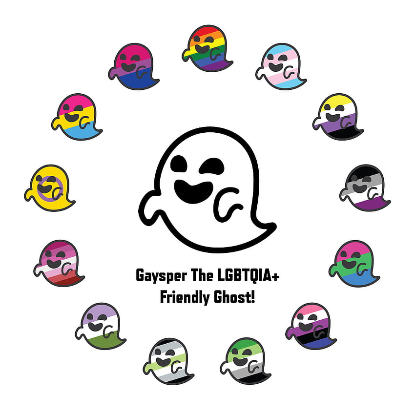 I LOVE how cute the Gaysper the Ghost is, so I created high res, agender pride HD phone wallpaper