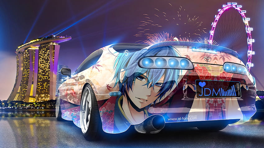 Toyota Supra JDM Tuning Anime Boy Aerography City Car 2015, anime cars HD wallpaper