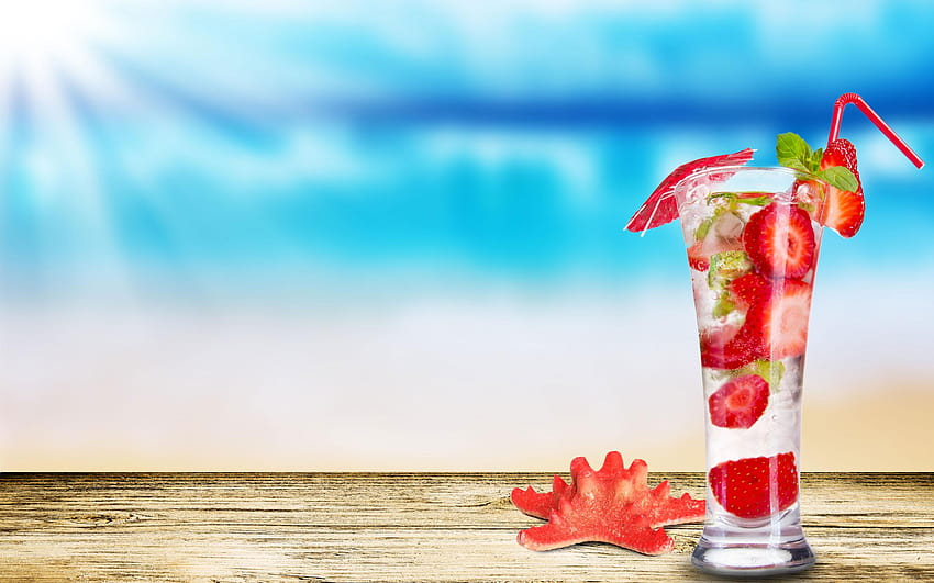 Strawberry Summer Coctail, welcome summer HD wallpaper