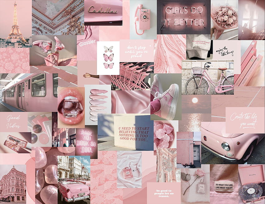 Blush Pink Collage Kit, computer collage rosa Sfondo HD