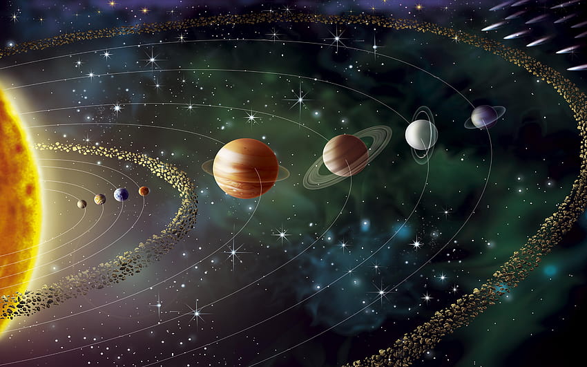 Sonnensystem mit Planeten Merkur Venus Erde Mars Asteroidengürtel Jupiter Saturn Uranus Neptun und Pluton 5200 x 3250: 13, Uranus vs Erde HD-Hintergrundbild