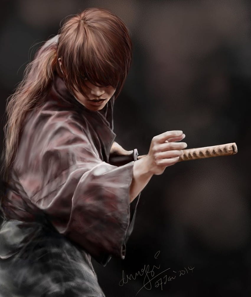 ART by amie689 Satoh Takeru as Himura Kenshin in the Rurouni Kenshin www.deviantart/amie689 _ HD phone wallpaper