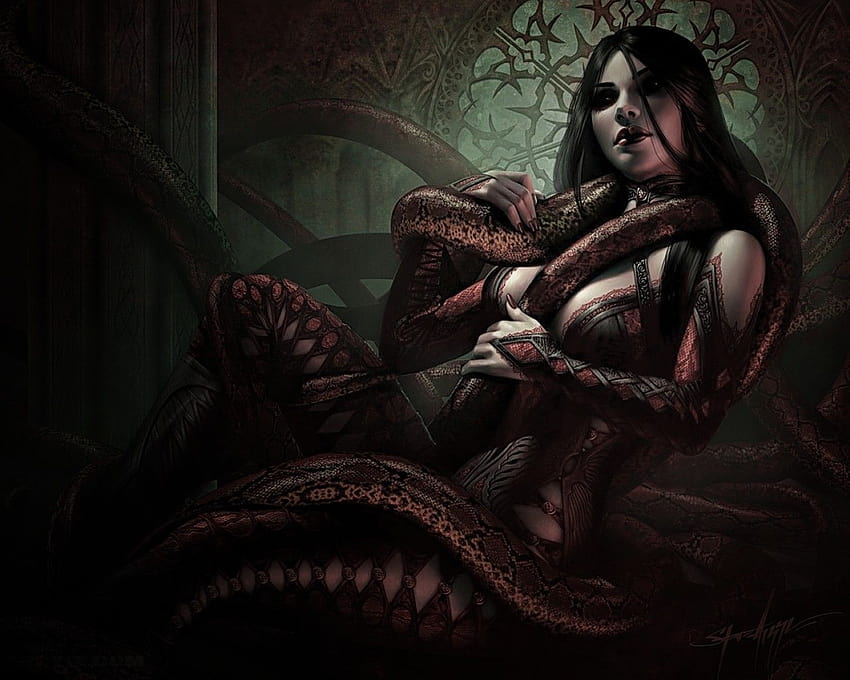 ผู้หญิง งู ศิลปะจินตนาการ งานศิลปะ Steve Argyle :: ผู้หญิง งู วอลล์เปเปอร์ HD