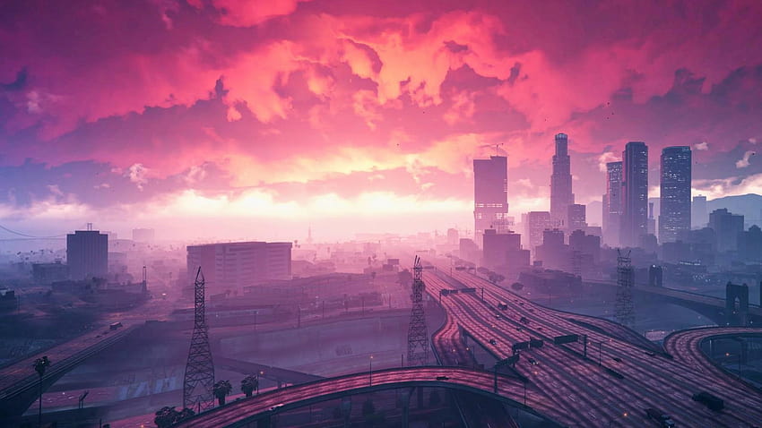 Grand Theft Auto V, Sunset, City, , Games, gta vice city HD wallpaper