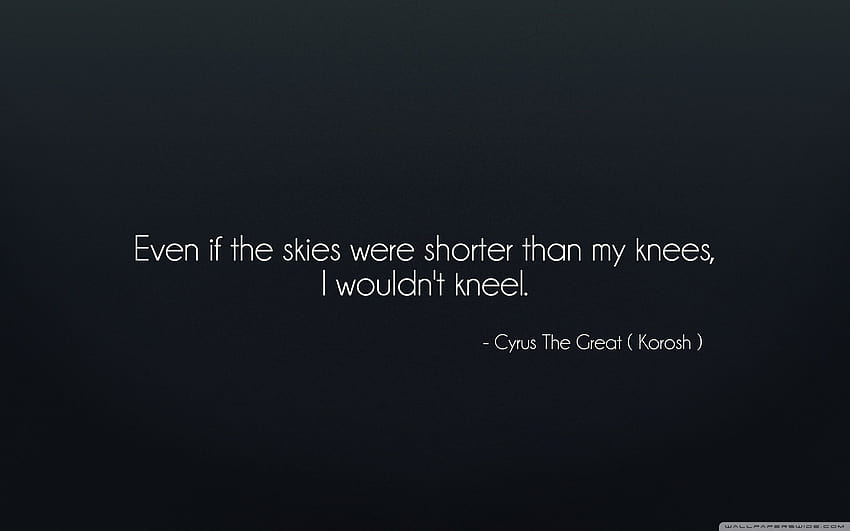Even if the skies were shorter than my knees, I wouldnt kneel, cyrus the great HD wallpaper
