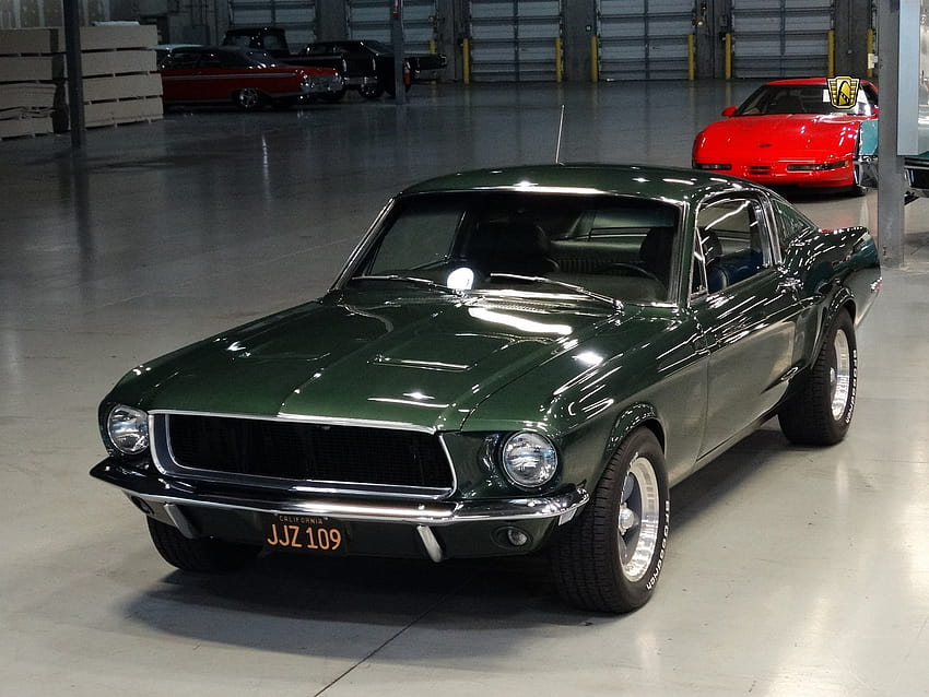 1968, Ford, Mustang, Bullitt, 390, Fastback, zielony, samochody, tła klasyczne / i mobilne, ford mustang 1968 Tapeta HD