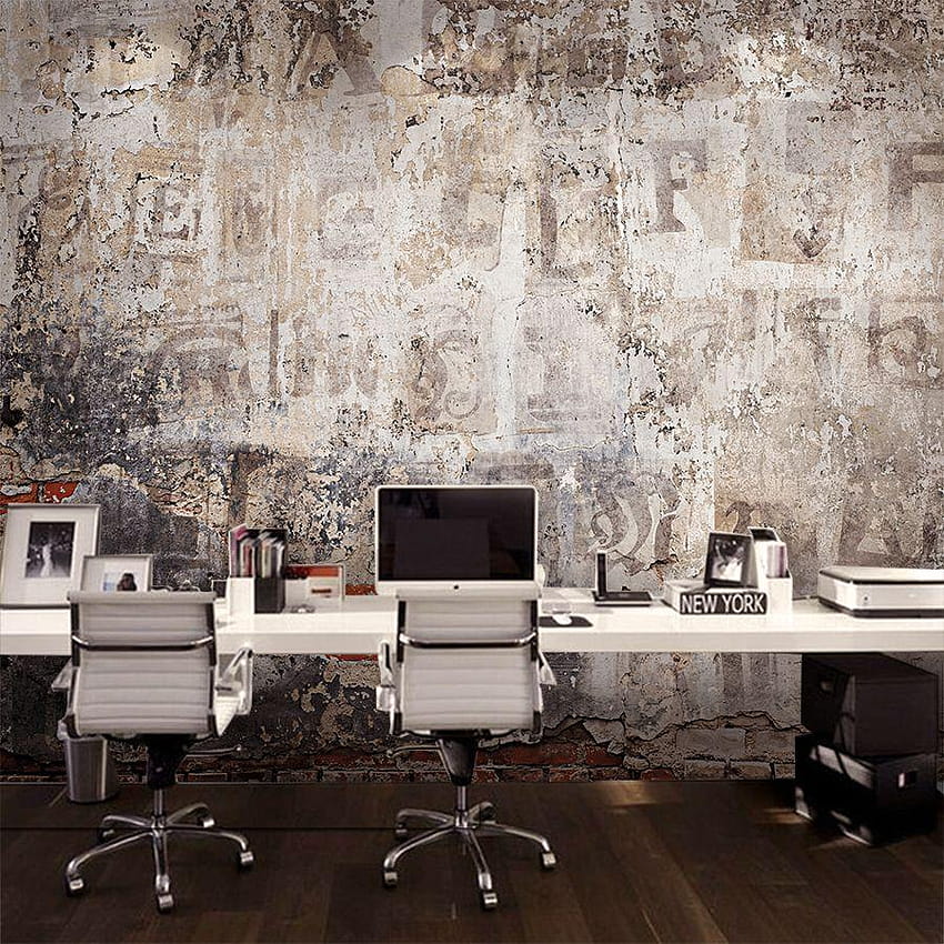 Custom mural industrial style cement retro brick wall, office room HD phone wallpaper