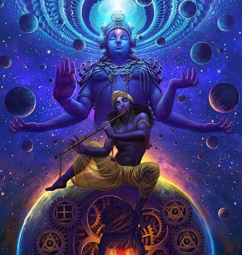 Lord Vishnu, 8. avatarı Lord Krishna ile bu evrenin bekçisi.: hinduizm, lord kalki HD telefon duvar kağıdı