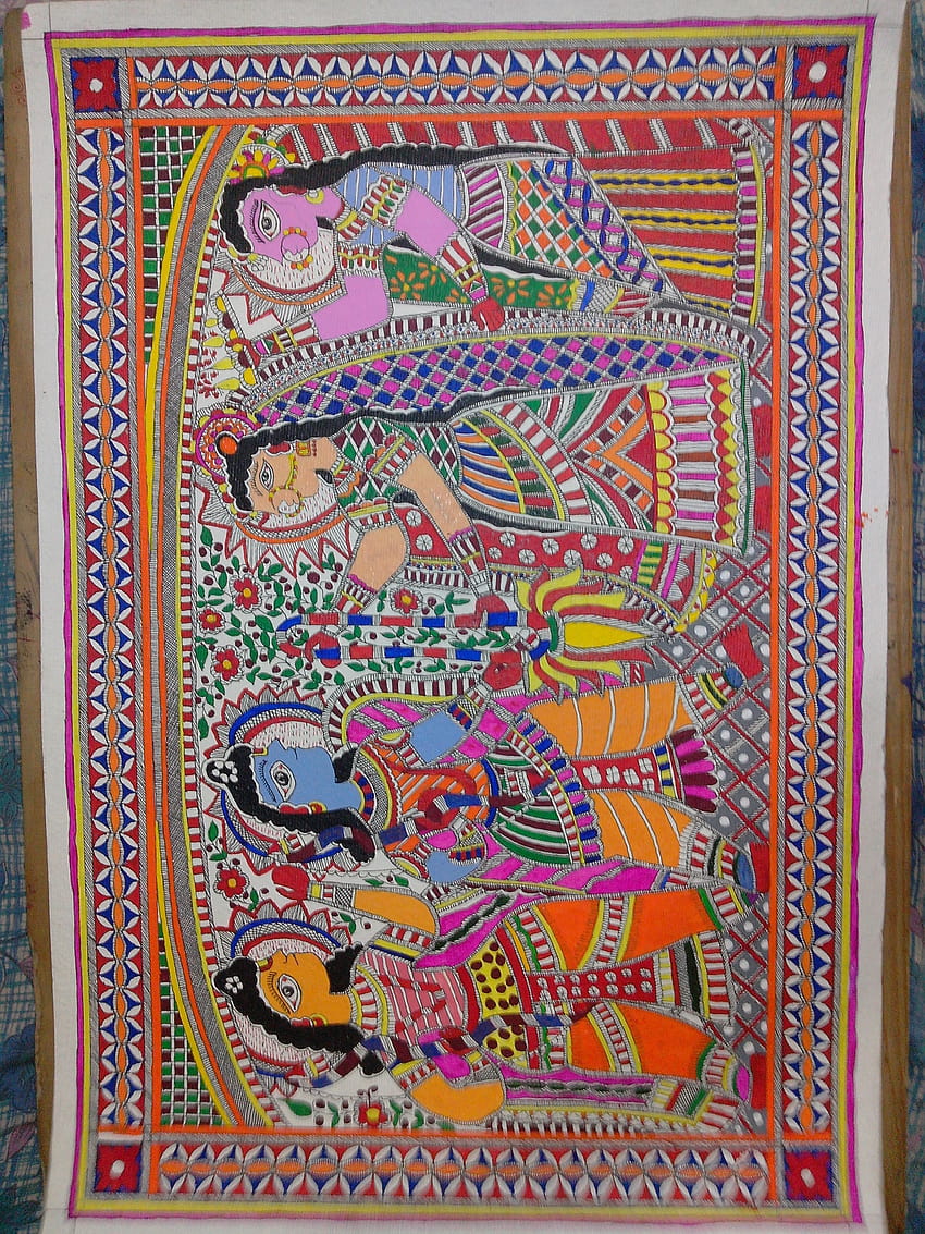 Madhubani-Gemäldegalerie, Madhubani-Kunst HD-Handy-Hintergrundbild