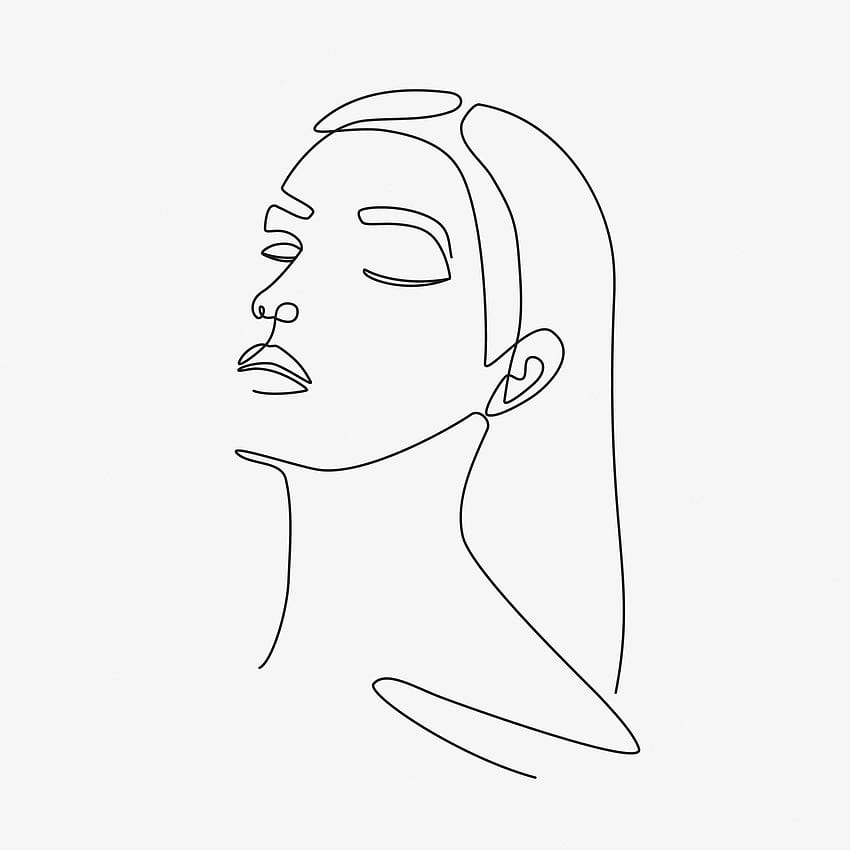Line Art Woman, дамско естетическо линейно изкуство HD тапет за телефон