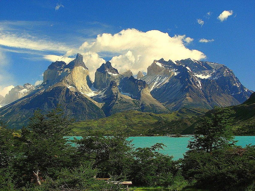 Torres Tag: Torres Del Paine Chile Land Houses Snow Lake, Torres del Paine National Park HD тапет